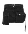 Attico 'fay' Black Mini-skirt With Oversized Cargo Pockets In Black