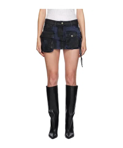Attico Ssense Exclusive Navy & Black Fay Denim Miniskirt In 831 Navy & Pirate Bl