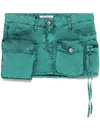 Attico Mini Skirt With Distressed Finish And Pockets In 绿色