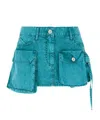 Attico Mini Skirt With Distressed Finish And Pockets In Green