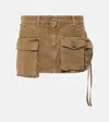 Attico Fay Denim Cargo Miniskirt In Brown