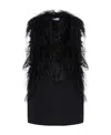 Attico Feathered Mini Dress In Black