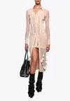 Attico Feather-embellished Midi Shirt Dress In Neutral