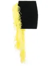Attico Stretchy Mini-skirt With Feathers Application In Black