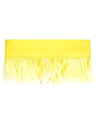 Attico Feather-embellished Waist Belt In Yellow