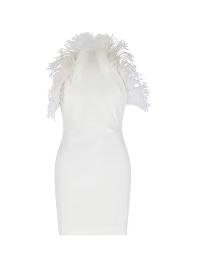 Attico Feather Mini Dress In White