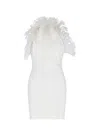 Attico Mini Feather Dress In White