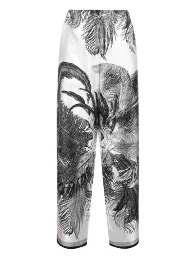 ATTICO FEATHER-PRINT PALAZZO PANTS