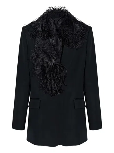 Attico Blazer With Feathers In Black