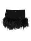 Attico Sheer Feather-trimmed Miniskirt In Black