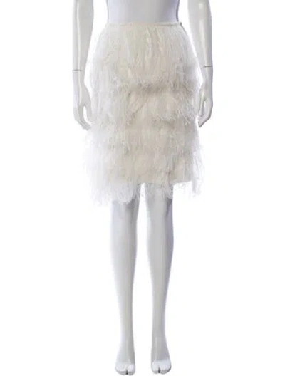 Pre-owned Attico Feather Trim Mini Skirt In White