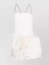 Attico White Fujiko Feather-trimmed Minidress