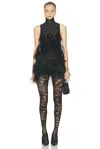 Attico Feather-embroidered Tulle Mini Dress In Black