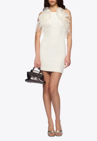 Attico Mini Feather Dress In White