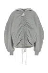 Attico Ruched Cotton Jersey Zip-up Hoodie