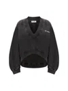 Attico V-necked Sweatshirt With Long Draped Sleeves