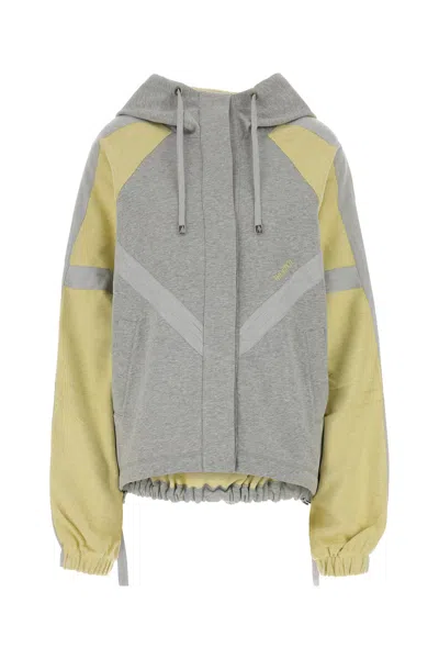 Attico Two-tone Cotton Oversize T-shirt In Gray