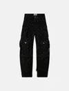 Attico Fern Embellished Low-rise Wide-leg Cargo Jeans In Black