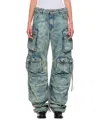Attico Fern Cargo Denim Pants In Blue