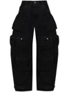 Attico Fern Wide-leg Cargo Jeans In Black