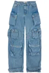 Attico Fern Low-rise Wide-leg Cargo Jeans In Blue