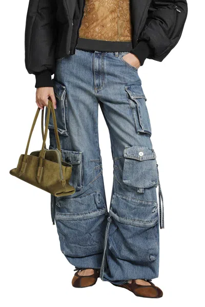 Attico Fern Cargo Jeans In Blue
