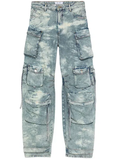 Attico Fern Cargo Denim Pants In Blue