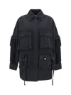 Attico Fern Oversized Cotton Canvas Jacket In Black
