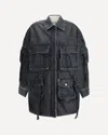 Attico Oversize Cotton Fern Denim Jacket With Button And Drawstring