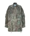 Attico Fern Camouflage-print Denim Jacket In Gray