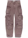 Attico Pink Jeans With Logo Patch On The Rear And Turn-up Cuffs In Denim Woman In Braun