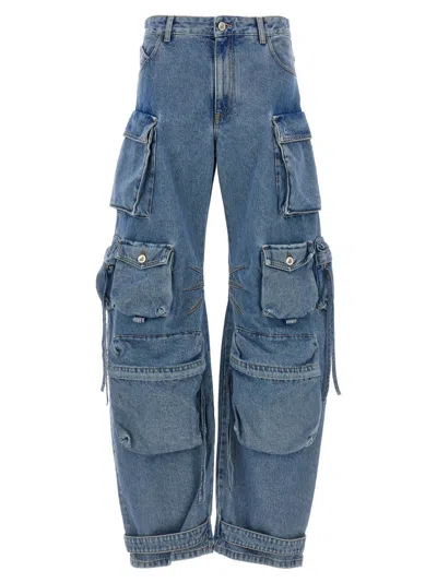 Attico Fern Cargo Jeans In Blue
