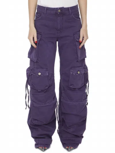Attico Fern Violet Multi-pockets Parachute Pants In Cotton Woman In Purple