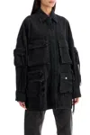 Attico Fern Oversized Cotton Canvas Jacket In Black