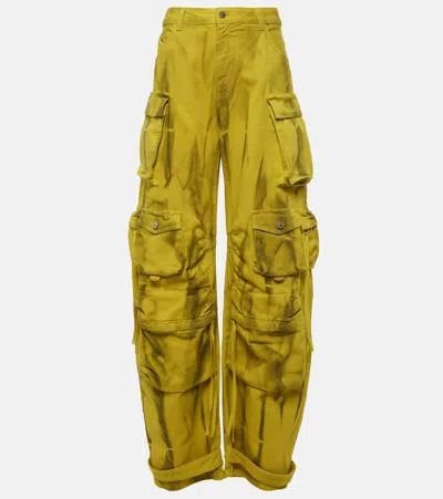 Attico Fern Wide-leg Cargo Jeans In Green