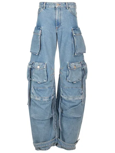 Attico Cargo Denim Jeans In Blue