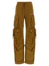 Attico Trousers Cargo Style Elastic Waistband In Brown