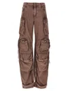 Attico Pink Jeans With Logo Patch On The Rear And Turn-up Cuffs In Denim Woman