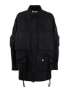 Attico Fern Oversized Cotton Canvas Jacket In Black