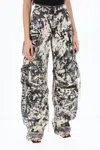 Attico Fern Printed Wide-leg Cargo Jeans In Black