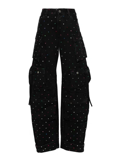 Attico Fern Multi-studs Cargo Jeans In Black