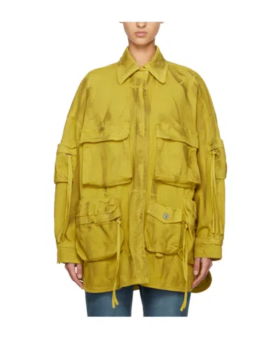 Attico Fern Tie-dye Shirt Jacket In Yellow