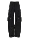 Attico Trousers Cargo Pockets Elastic Waistband In Black