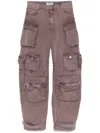 Attico Pink Jeans With Logo Patch On The Rear And Turn-up Cuffs In Denim Woman In Brown