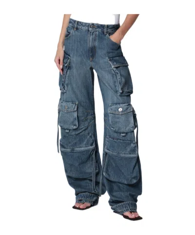 Attico Fern Washed Blue Cargo Trousers