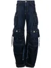 Attico Fern Wide-leg Cargo Jeans In Blau