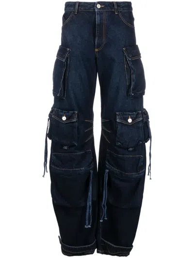 Attico Fern Wide-leg Cargo Jeans In Blau