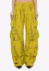 Attico Fern Wide-leg Cargo Jeans In Yellow