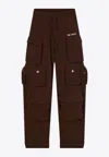 Attico Cotton Jersey Cargo Sweatpants In Brown