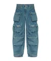 Attico Fern Wide Leg W Pockets Jeans Blue In Blue